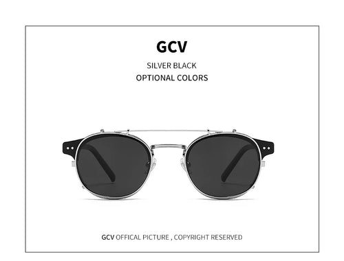 Load image into Gallery viewer, GCV Double Layer Removable Lens Sunglasses The Blu-Ray Glasses Acetate Gothic Retro Steampunk Polarized
