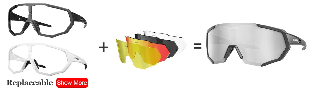X-TIGER Polarized Photochromic Cycling Glasses Men's Bike Eyewear UV400 Road MTB Bicycle Goggles with 3/5 Lenses Sports Sunglasses