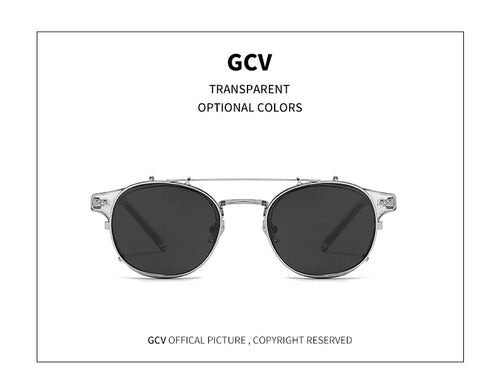 Load image into Gallery viewer, GCV Double Layer Removable Lens Sunglasses The Blu-Ray Glasses Acetate Gothic Retro Steampunk Polarized
