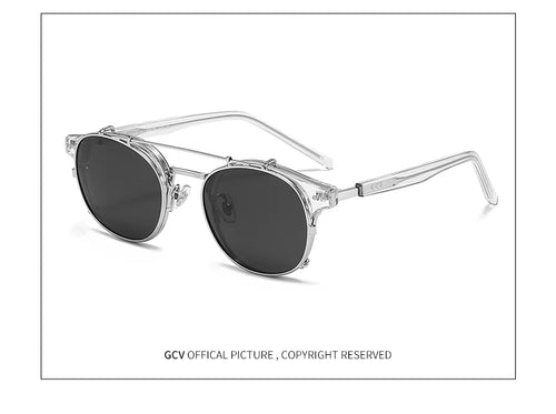 Load image into Gallery viewer, GCV Double Layer Removable Lens Sunglasses The Blu-Ray Glasses Acetate Gothic Retro Steampunk Polarized
