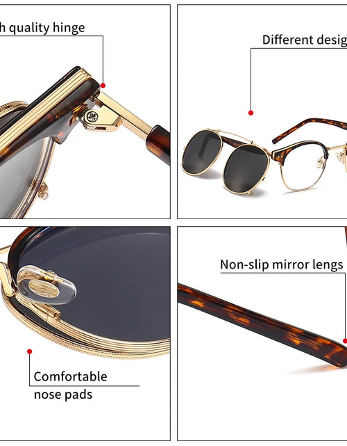 Load image into Gallery viewer, GCV Double Layer Removable Lens Sunglasses The Blu-Ray Glasses Acetate Gothic Retro Steampunk Polarized
