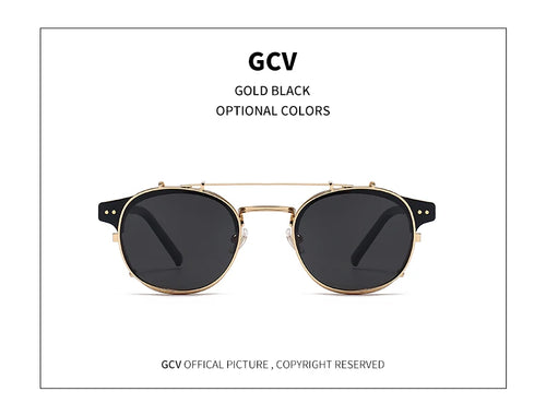 Load image into Gallery viewer, GCV Double Layer Removable Lens Sunglasses The Blu-Ray Glasses Acetate Gothic Retro Steampunk Polarized
