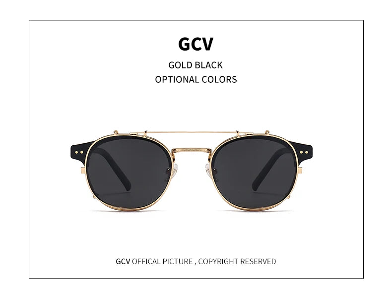 GCV Double Layer Removable Lens Sunglasses The Blu-Ray Glasses Acetate Gothic Retro Steampunk Polarized