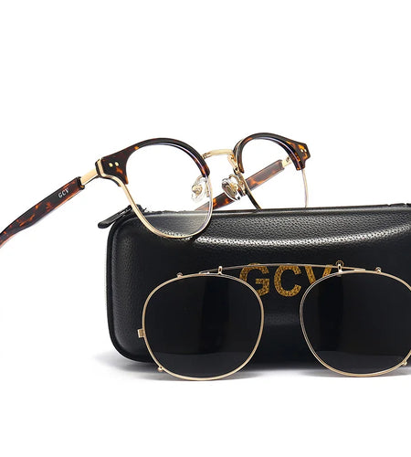 GCV Double Layer Removable Lens Sunglasses The Blu-Ray Glasses Acetate Gothic Retro Steampunk Polarized