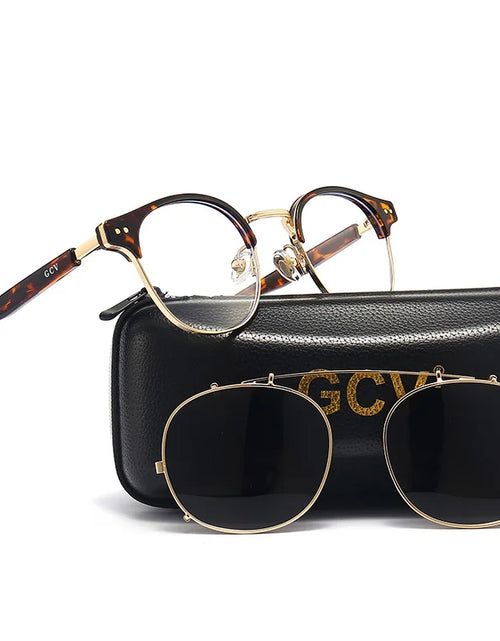 Load image into Gallery viewer, GCV Double Layer Removable Lens Sunglasses The Blu-Ray Glasses Acetate Gothic Retro Steampunk Polarized
