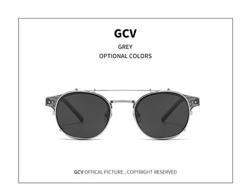 Load image into Gallery viewer, GCV Double Layer Removable Lens Sunglasses The Blu-Ray Glasses Acetate Gothic Retro Steampunk Polarized
