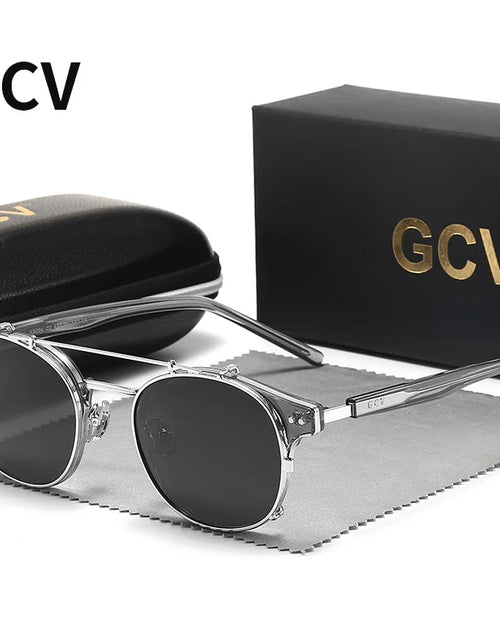 Load image into Gallery viewer, GCV Double Layer Removable Lens Sunglasses The Blu-Ray Glasses Acetate Gothic Retro Steampunk Polarized
