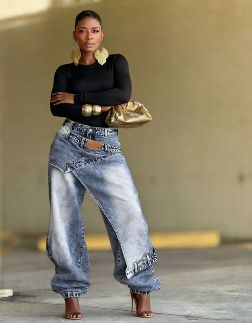 Load image into Gallery viewer, Women Straight Pants Jeans Long Length Tassels Trousers Stretch Mid Waist Washed Vintage Distressed
