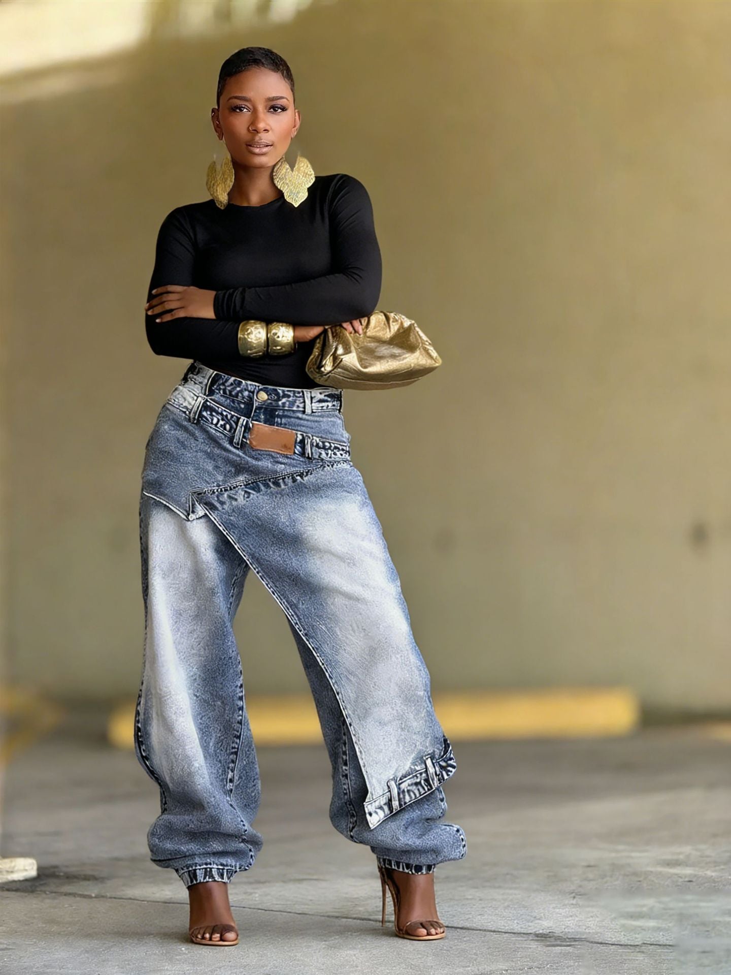 Women Straight Pants Jeans Long Length Tassels Trousers Stretch Mid Waist Washed Vintage Distressed