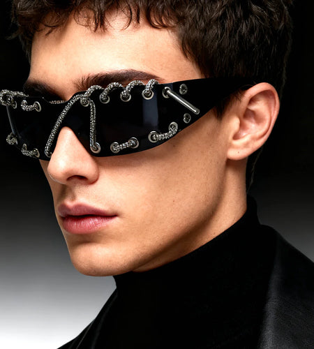 Crystal Chain Like Sunglasses Unique Streetwear