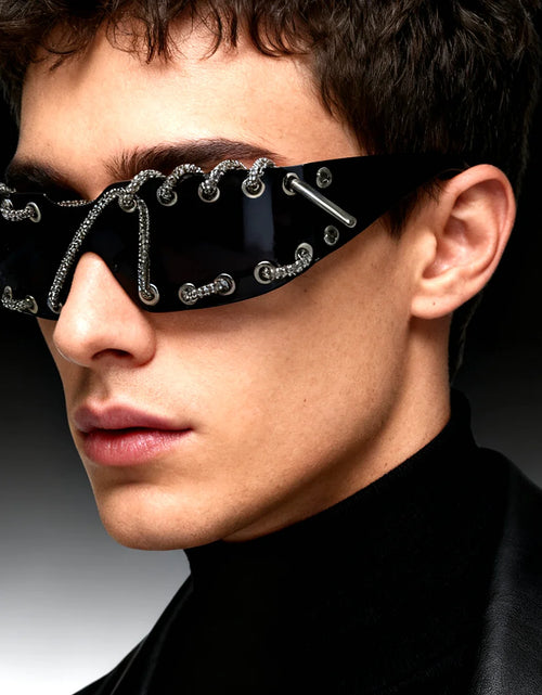 Load image into Gallery viewer, Crystal Chain Like Sunglasses Unique Streetwear
