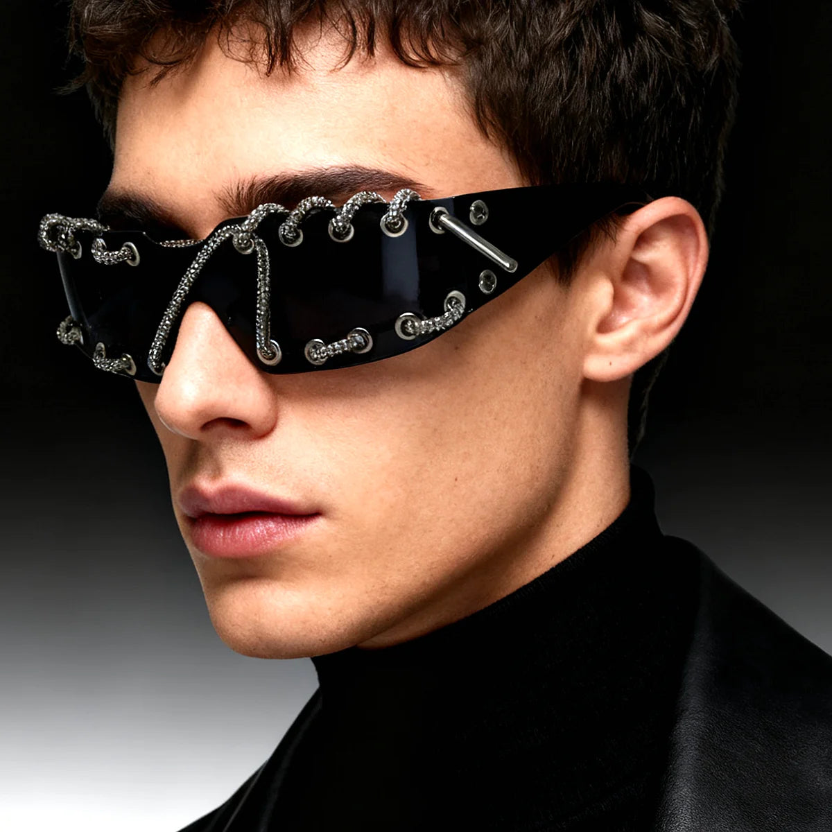 Crystal Chain Like Sunglasses Unique Streetwear