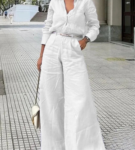 Women's Cotton Linen High Waist Wide Leg Pants with Pockets 2026 Summer Trousers