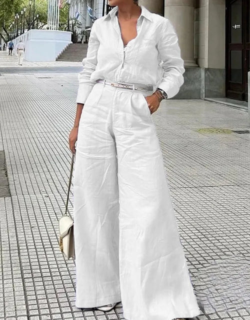 Load image into Gallery viewer, Women's Cotton Linen High Waist Wide Leg Pants with Pockets 2026 Summer Trousers
