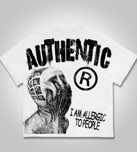 Vintage I Am Allergic To People Graphics Print Cotton T-shirt Men Summer Short Sleeves Oversize