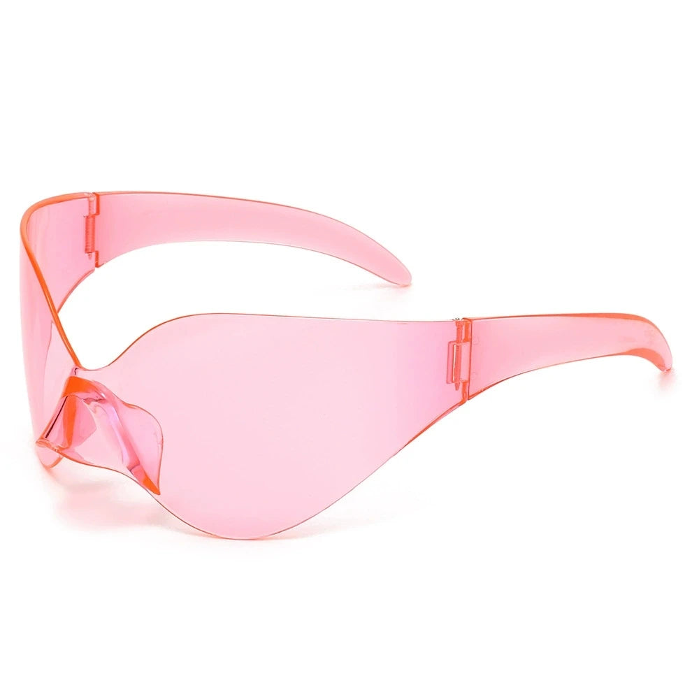 Punk Goggle Sunglasses UV400 Mirror UV Protection Unisex Y2K Silver Sport Sun Glasses Hip Hop One Piece Cool Eyewear for Men Women