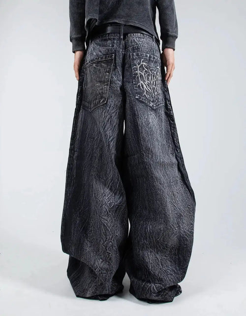 Load image into Gallery viewer, Men's Gothic Retro Baggy Y2K Phantom Jeans High Street Spider Embroidered Patch
