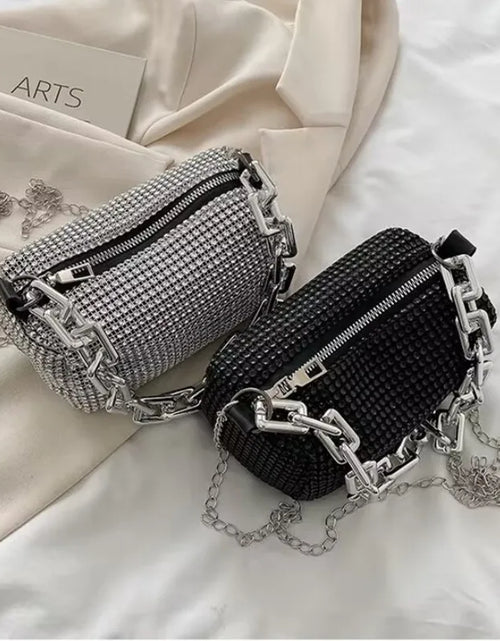 Load image into Gallery viewer, Allover Rhinestone Bucket Bag, Glitter Chain Prom Purse, Women's Mini Crossbody Bag (6.3*3.54) Inch
