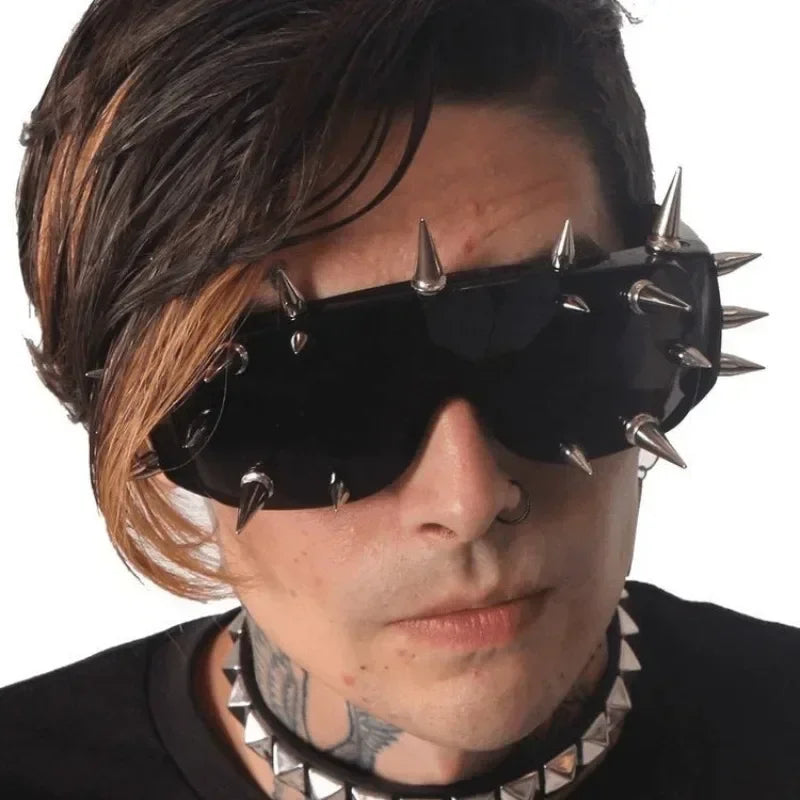 Cyberpunk Demon Eyewear Metal Rivet Sunglasses Steampunk Eyewear