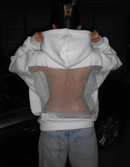 Load image into Gallery viewer, Streetwear Trendy Hoodie Women Fashion Solid Color See Through Backless Hooded Pullover Sweatshirt Female
