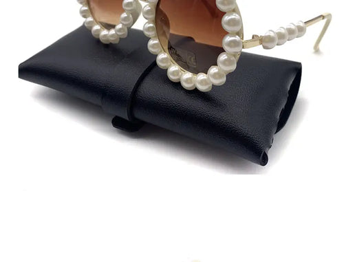 Load image into Gallery viewer, Pearl Round Sunglasses  Small Frame Oval Vintage Sunglasses
