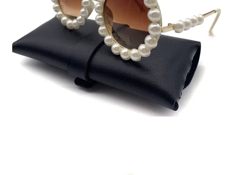 Pearl Round Sunglasses  Small Frame Oval Vintage Sunglasses