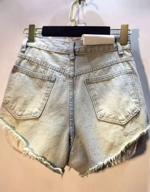 Load image into Gallery viewer, Trendy Women's  Pearl Chain Denim Shorts 2026 Summer High Waist A-line

