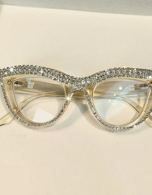 Load image into Gallery viewer, Rhinestone Trendy Reading Glasses for Women Retro Square Cute Cat Eye Glasses
