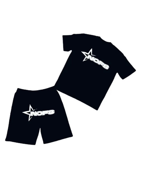 Load image into Gallery viewer, Y2K T-shirt Short Kpop Street Fashion Print Unisex Short Sleeve Tops Casual Loose Drawstring Shorts Pant

