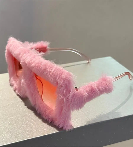 Y2K Oversized Plush Sunglasses Style Soft Fluffy Shades Cosplay Novelty Glasses