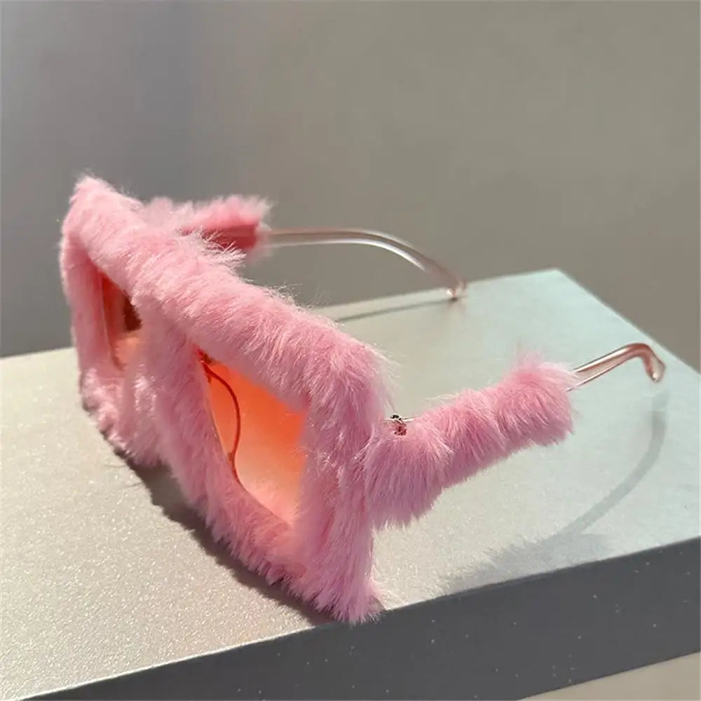 Y2K Oversized Plush Sunglasses Style Soft Fluffy Shades Cosplay Novelty Glasses