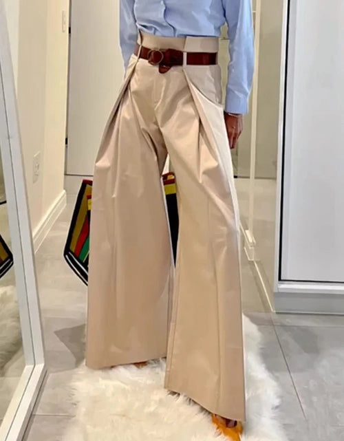Load image into Gallery viewer, 2026 Women's Fashion Commuter Pants Apricot Elastic High Waist Pleated Trousers Full-Length Wide Leg Bottoms for Female
