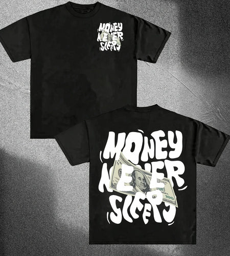 Money Never Sleeps Graphic T Shirt Summer Short-sleeved Oversized T-shirt