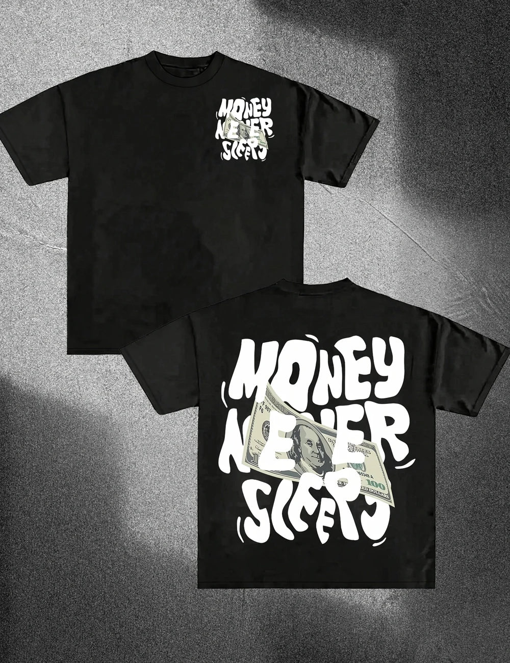 Money Never Sleeps Graphic T Shirt Summer Short-sleeved Oversized T-shirt
