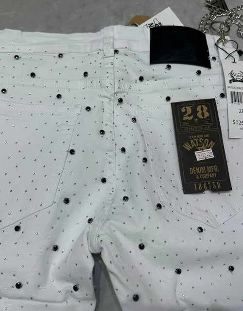 Load image into Gallery viewer, 2026 Rhinestone Men's High Street quality Slim Fit Skinny long Denim Flared Jeans Pants
