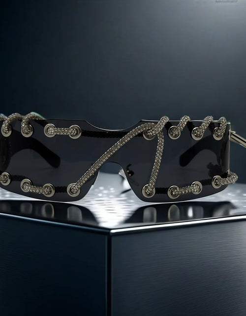 Load image into Gallery viewer, Crystal Chain Like Sunglasses Unique Streetwear
