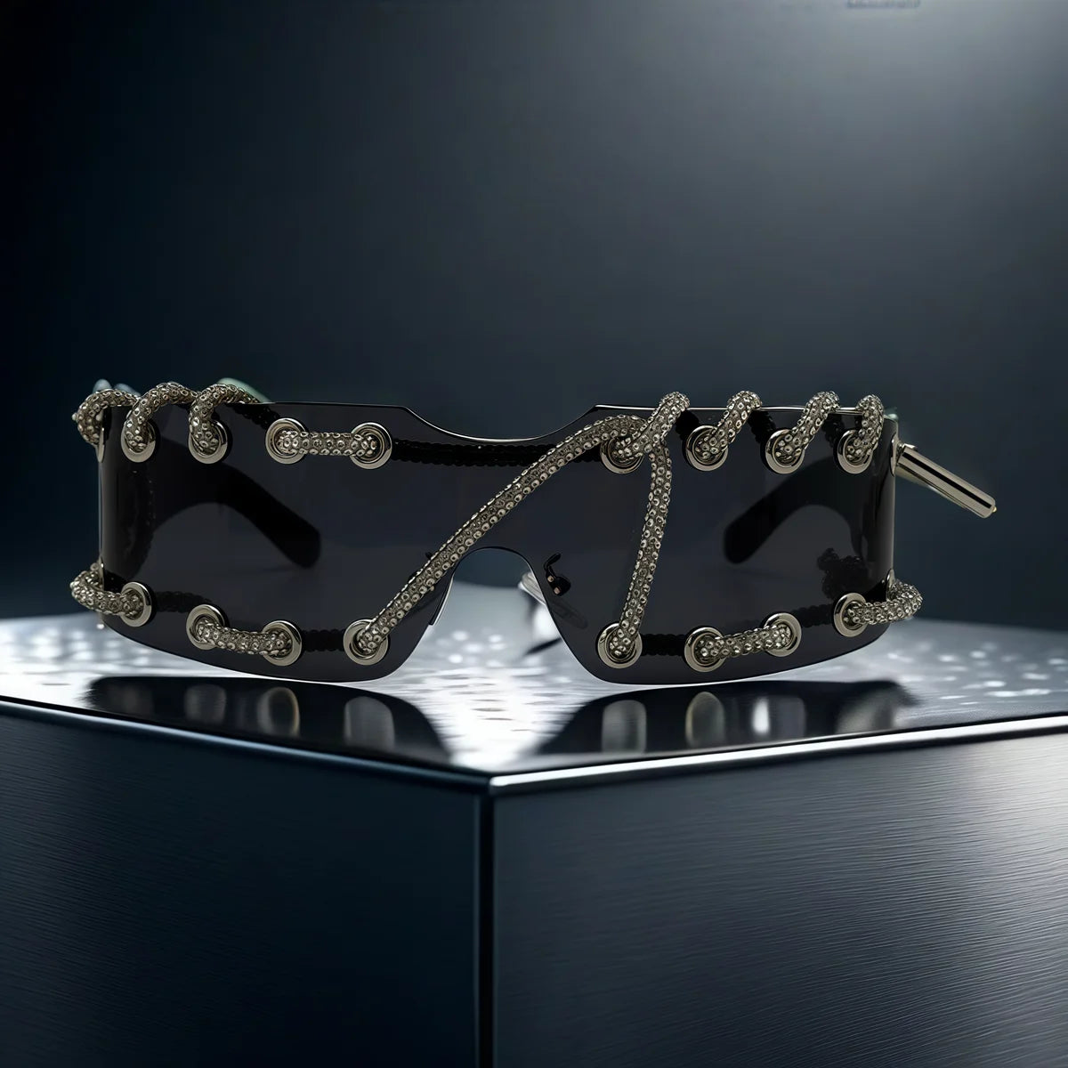 Crystal Chain Like Sunglasses Unique Streetwear