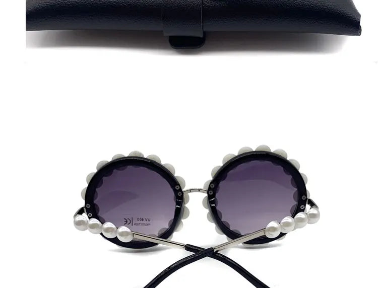 Pearl Round Sunglasses  Small Frame Oval Vintage Sunglasses