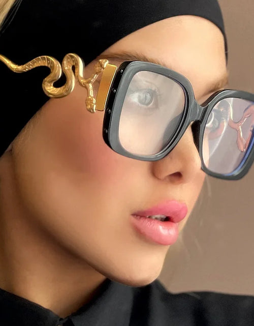 Load image into Gallery viewer, Women Big Square Eyeglasses  Unique Snake Design Trendy Glasses

