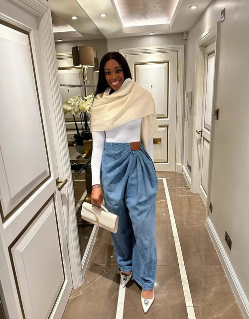 Load image into Gallery viewer, Women Wide Leg Pants High Waist with Folds Design Denims Spring 2026 Vintage Style
