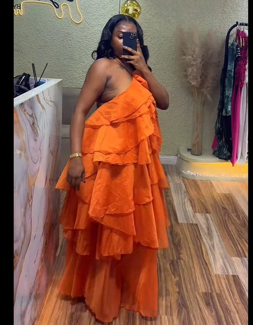 Load image into Gallery viewer, Women Sleeveless Ruffles Loose Smock Strap Maxi Long Sexy Dress
