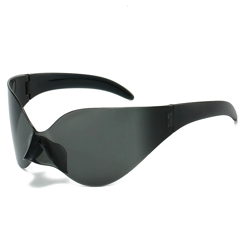 Punk Goggle Sunglasses UV400 Mirror UV Protection Unisex Y2K Silver Sport Sun Glasses Hip Hop One Piece Cool Eyewear for Men Women