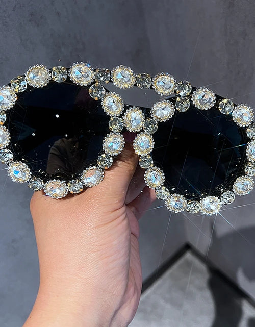 Load image into Gallery viewer, Oversized Vintage Sunglasses Women Luxury Gem Green Diamond Like SUV400
