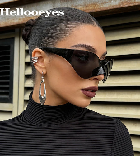 Punk Goggle Sunglasses UV400 Mirror UV Protection Unisex Y2K Silver Sport Sun Glasses Hip Hop One Piece Cool Eyewear for Men Women