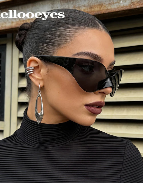 Load image into Gallery viewer, Punk Goggle Sunglasses UV400 Mirror UV Protection Unisex Y2K Silver Sport Sun Glasses Hip Hop One Piece Cool Eyewear for Men Women

