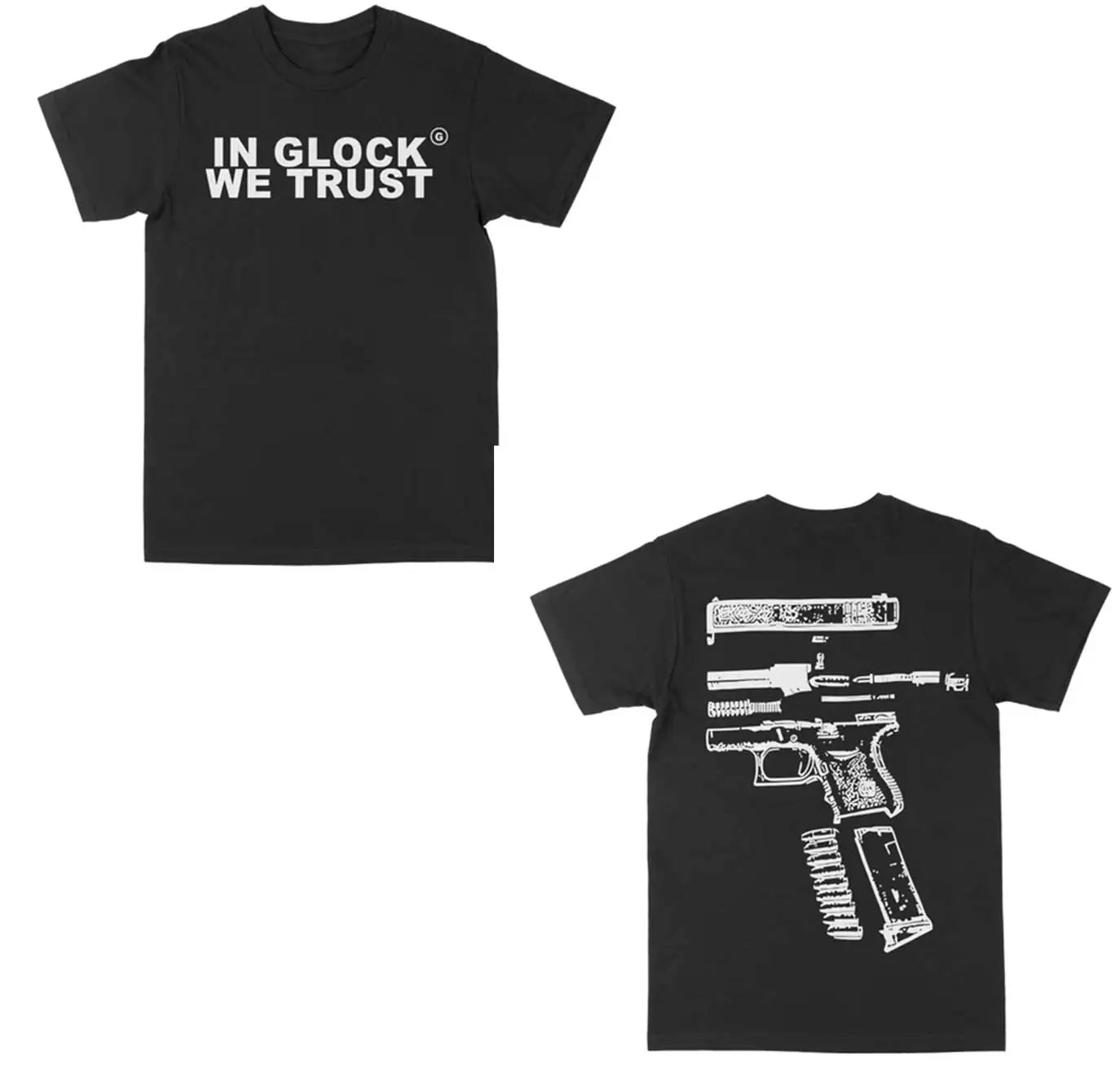 In Glock We Trust Graphic Tee T-Shirts Summer Men's Leisure Cotton Tees Shirt O Neck Short Sleeve