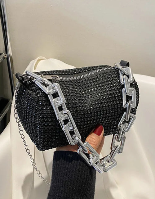 Load image into Gallery viewer, Allover Rhinestone Bucket Bag, Glitter Chain Prom Purse, Women's Mini Crossbody Bag (6.3*3.54) Inch
