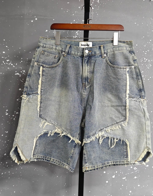 Load image into Gallery viewer, 2026 Summer Pentagram Pattern Men's  Mid Length Denim Shorts American High Street Straight
