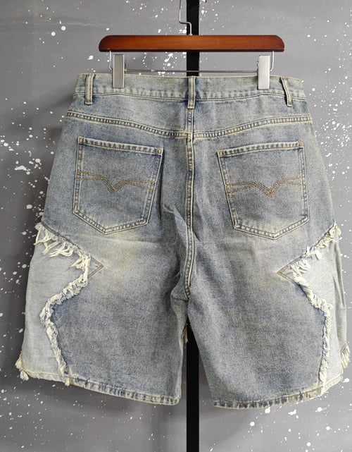 Load image into Gallery viewer, 2026 Summer Pentagram Pattern Men's  Mid Length Denim Shorts American High Street Straight
