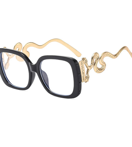 Women Big Square Eyeglasses  Unique Snake Design Trendy Glasses
